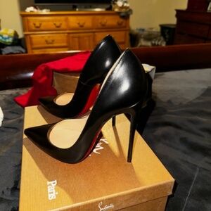 Christian Louboutin So Kate 120mm Black Leather Pumps